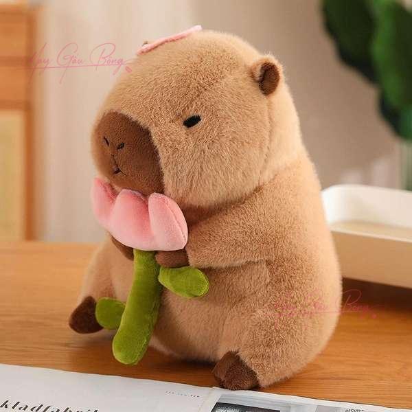 Gấu Bông Capybara ôm hoa
