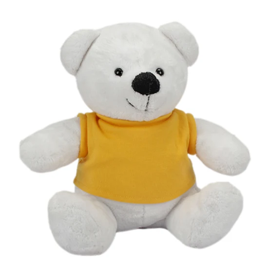 Wearing T Shirt 20cm Short Plush Toy White Bear Stuffed Animal