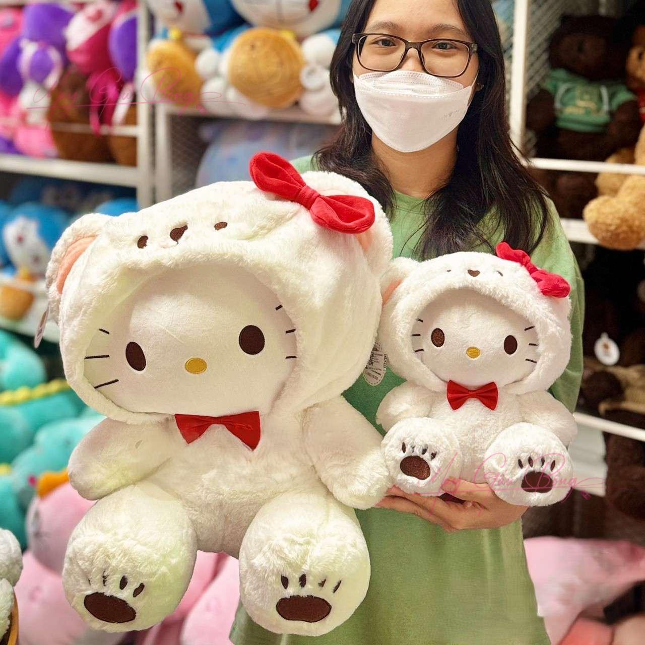 Gấu Bông Hello Kitty cosplay gấu trắng dễ thương