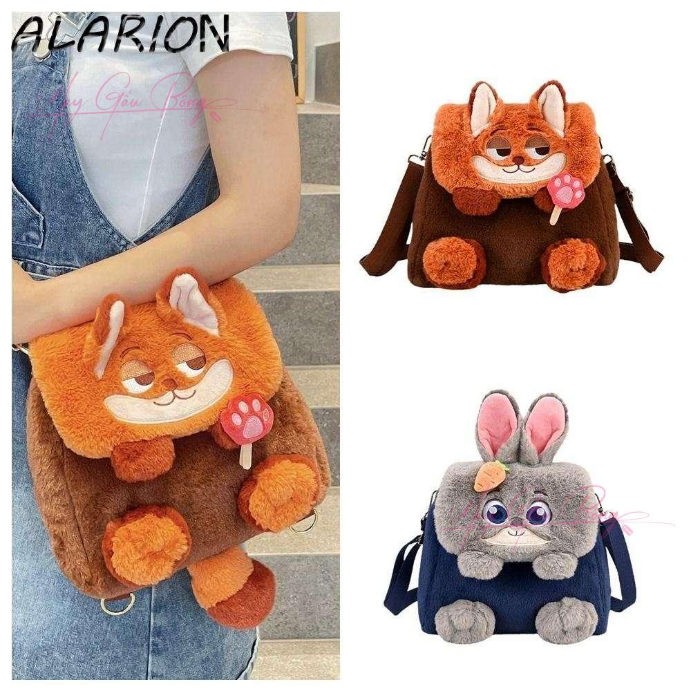 Túi đeo chéo gấu bông Zootopia Nick face tai nhọn mũi nổi