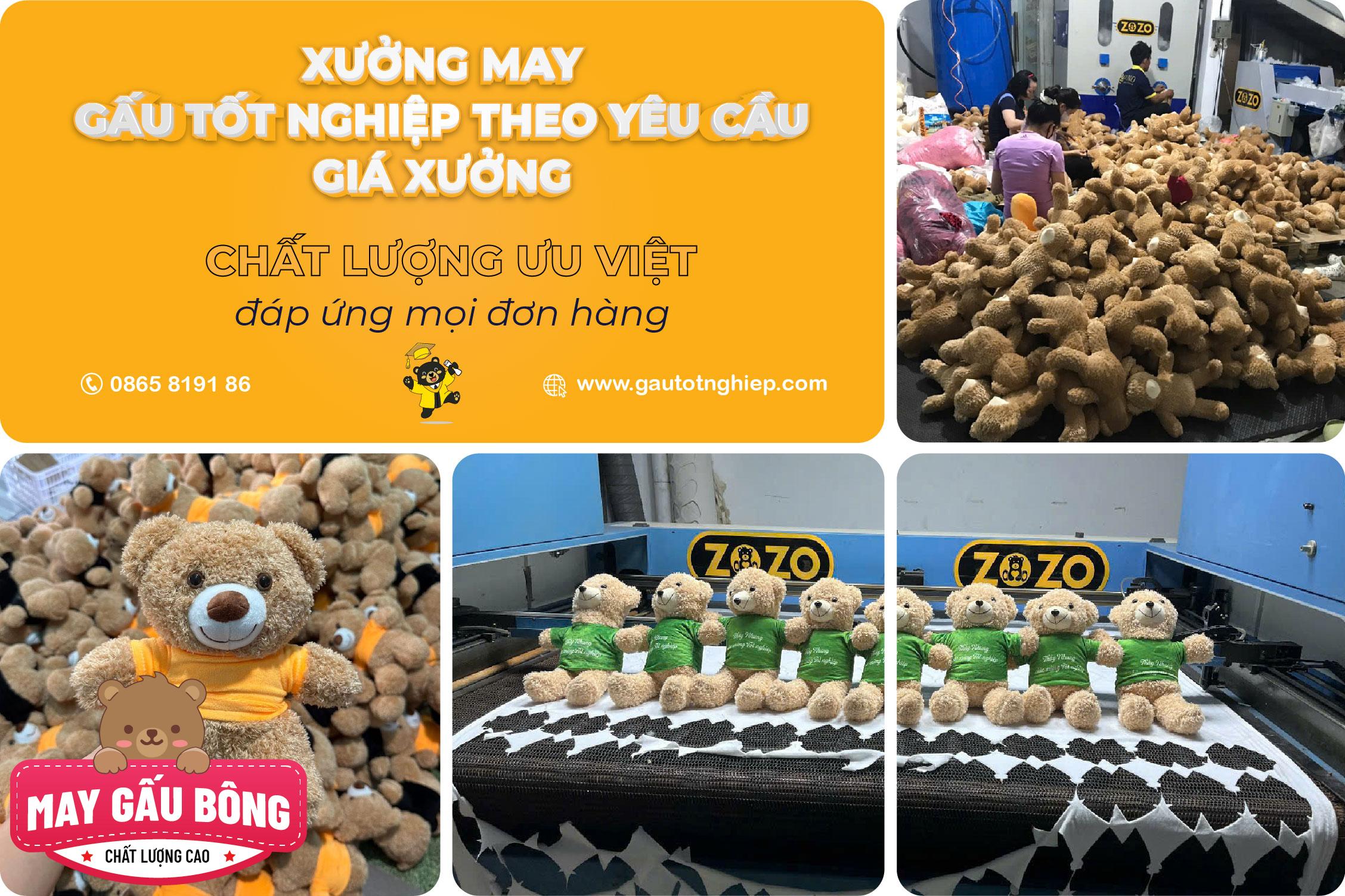 Sản xuất gấu bông tốt nghiệp theo yêu cầu – Nhận đơn lớn, giao đúng hẹn 2 xuong may gau tot nghiep gia re