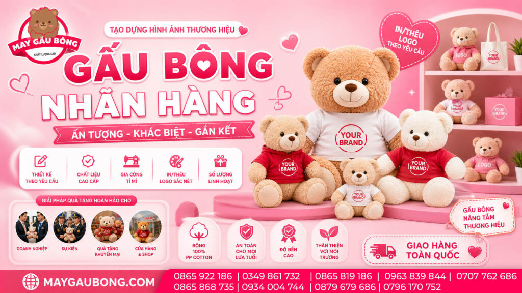 may gau bong nhan hang